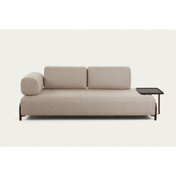 Beige Swedish Wood 3-Seater Sofa - Size: 220x85x85, Material: Linen By Alhome - ALHOME