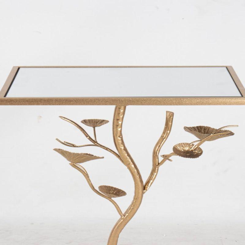 Single Table With A Rectangular Mirror Glass Top And Golden Iron Bases By Alhome - ALHOME