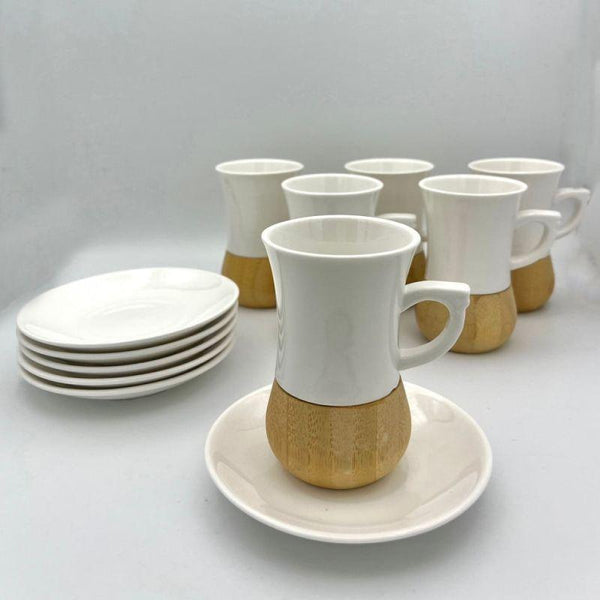 Cups Set - 12 Pieces - White And Gray - By Alhome - ALHOME