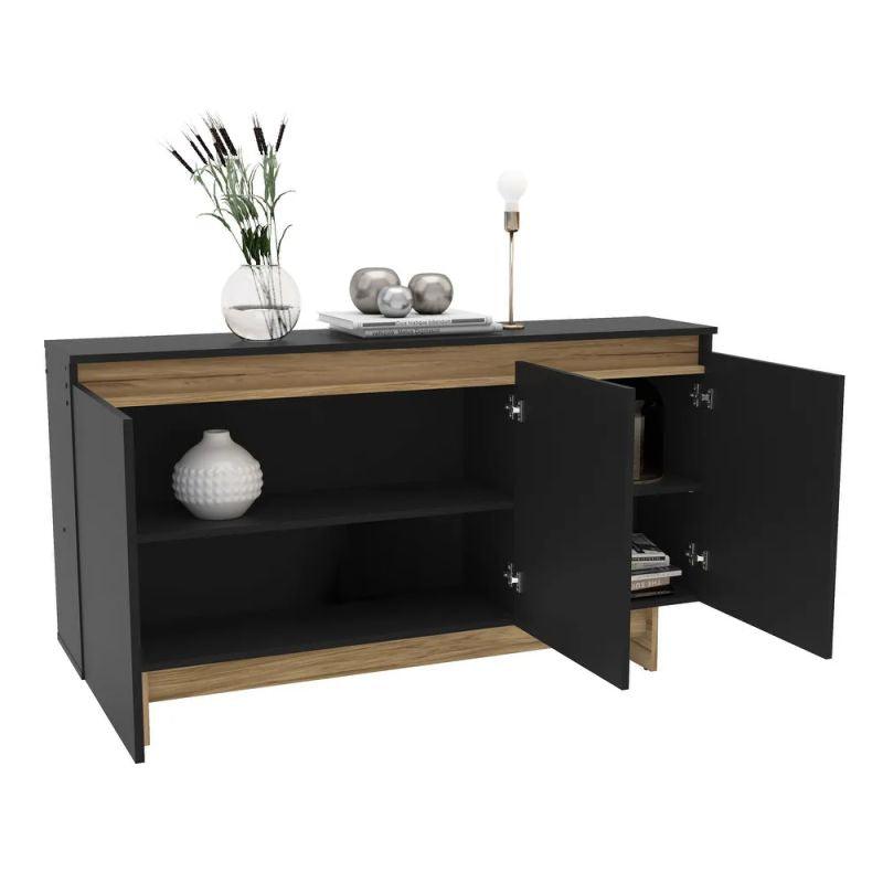 Black Console with Brown Base By Alhome - ALHOME