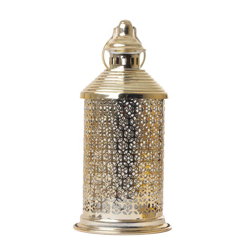 Round Steel Ramadan Lantern With Led Lighting - Gold - 26X12X12 Cm - By Family Ship - 600007812 - ALHOME