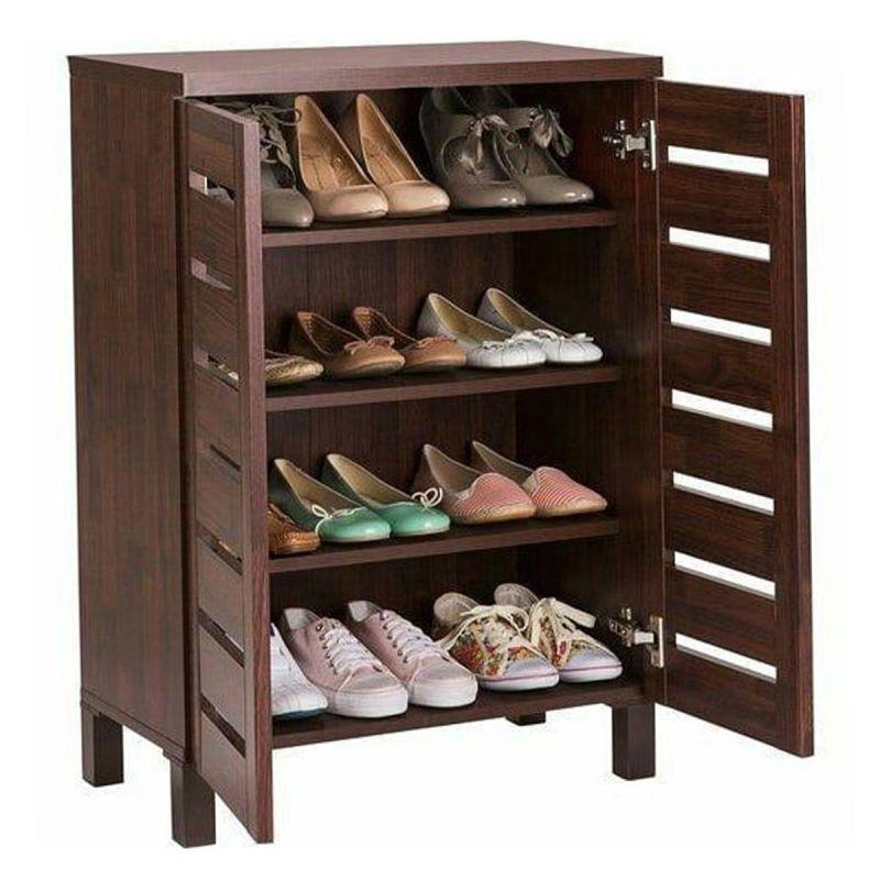 Shoe Organizing Cabinet With Two Doors - Brown - 60x32x87.3 cm - By Baity - ALHOME