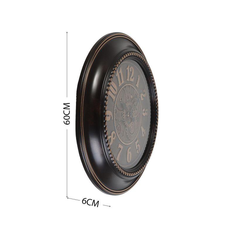 Battery Operated Plastic Circular Wall Clock - Bronze And Brown - Diameter 60 Cm - By Family Ship - ALHOME