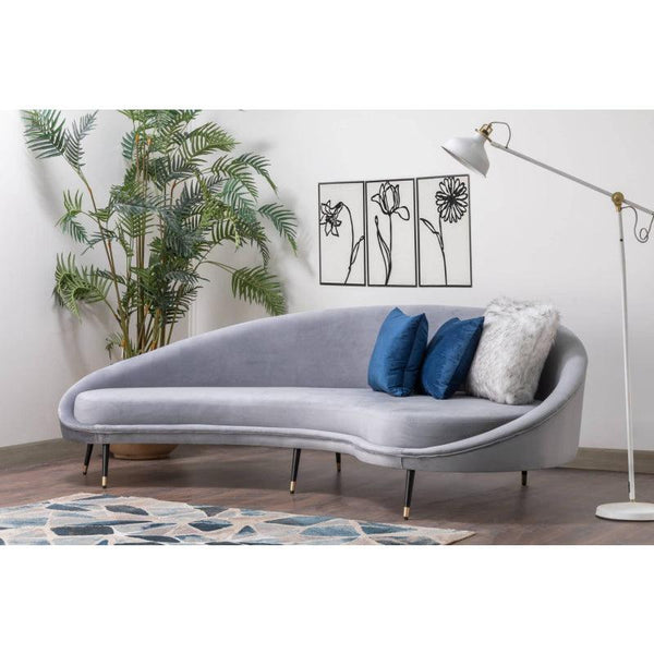 Modern Elegance: Gray Velvet 3-Seater Sofa By Alhome - ALHOME