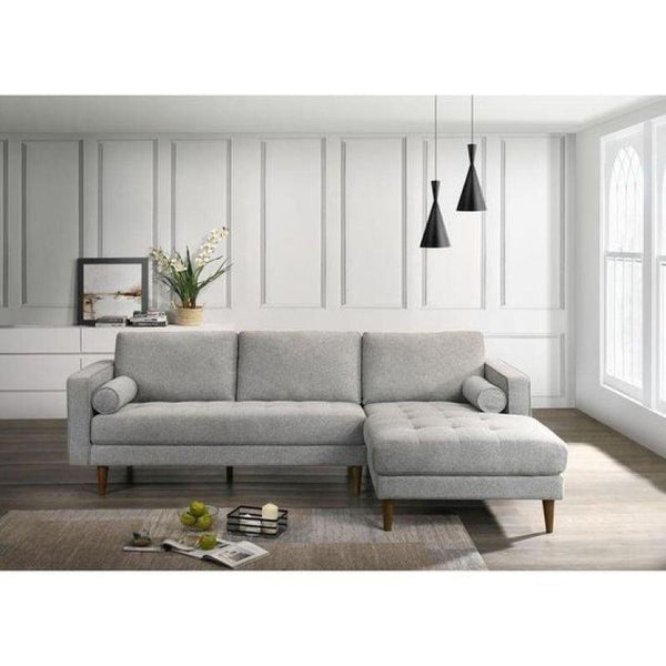 Stylish Gray Linen L-Shaped Sofa - 90x250x170x45 cm - Swedish Wood By Alhome - 110111022 - ALHOME