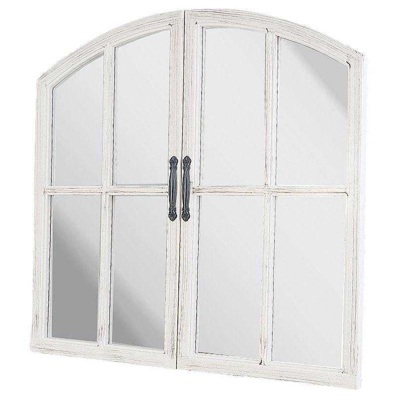 Window Wall Mirror with Two Doors - White - 71x64.5x2 cm - By Family Ship - ALHOME