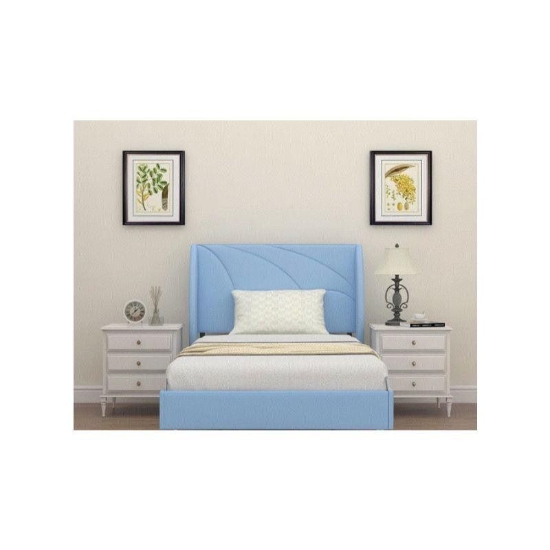 Light Blue Linen Single Bed Size 120x200 By Alhome - 110110061 - ALHOME