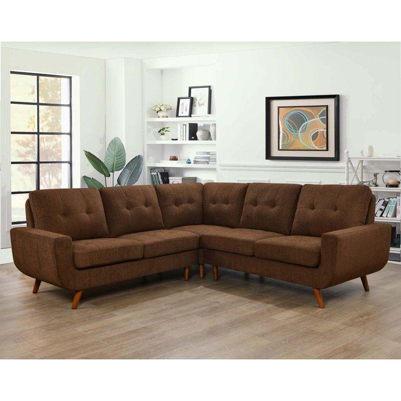 Modern Linen L-Shape Sofa - Brown - 270x150x85x85 cm - By Alhome - ALHOME