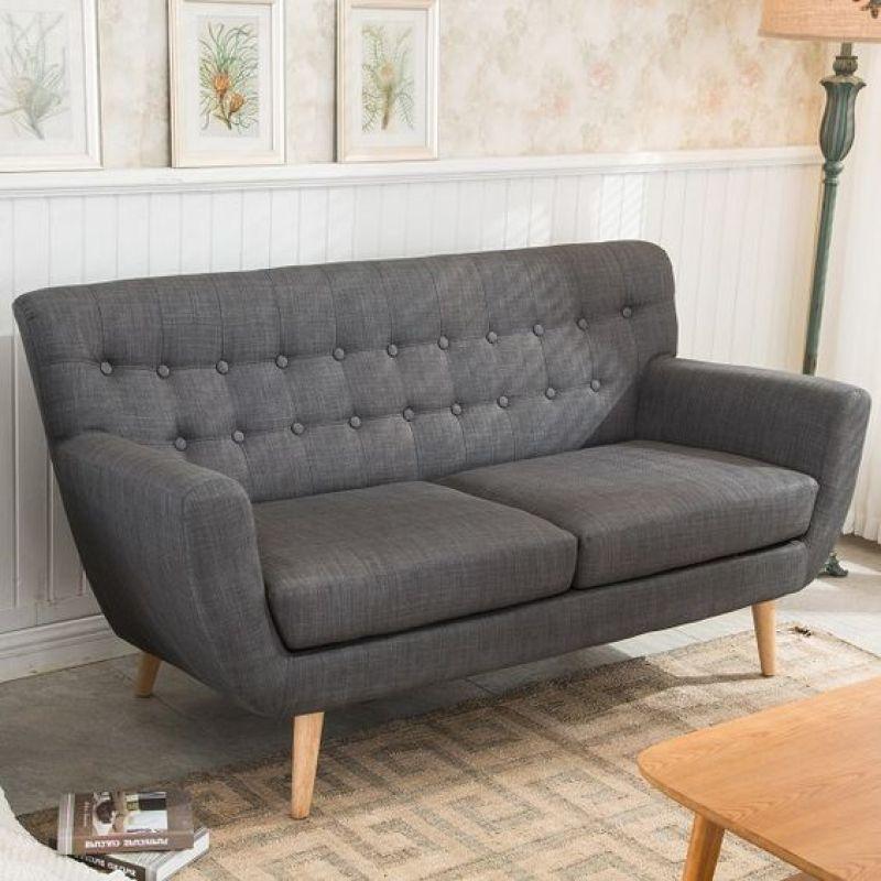 Sleek Gray Linen 3-Seater Sofa Swedish Wood By Alhome - ALHOME