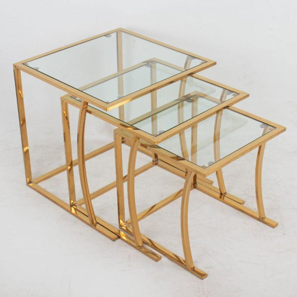 Set of Steel Service Tables In Golden Color By Alhome - ALHOME