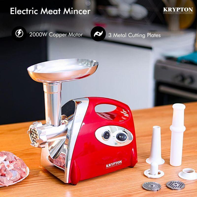 Krypton Electric Meat Grinder and Mincer With Reverse Function - 2000 w - Red and Silver - Knmg6249 - .com - Your Destination for Baby & Mother Needs in Saudi Arabia