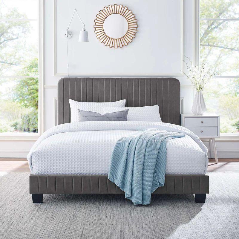 Regal King Bed Velvet Gray Elegance By Alhome - ALHOME