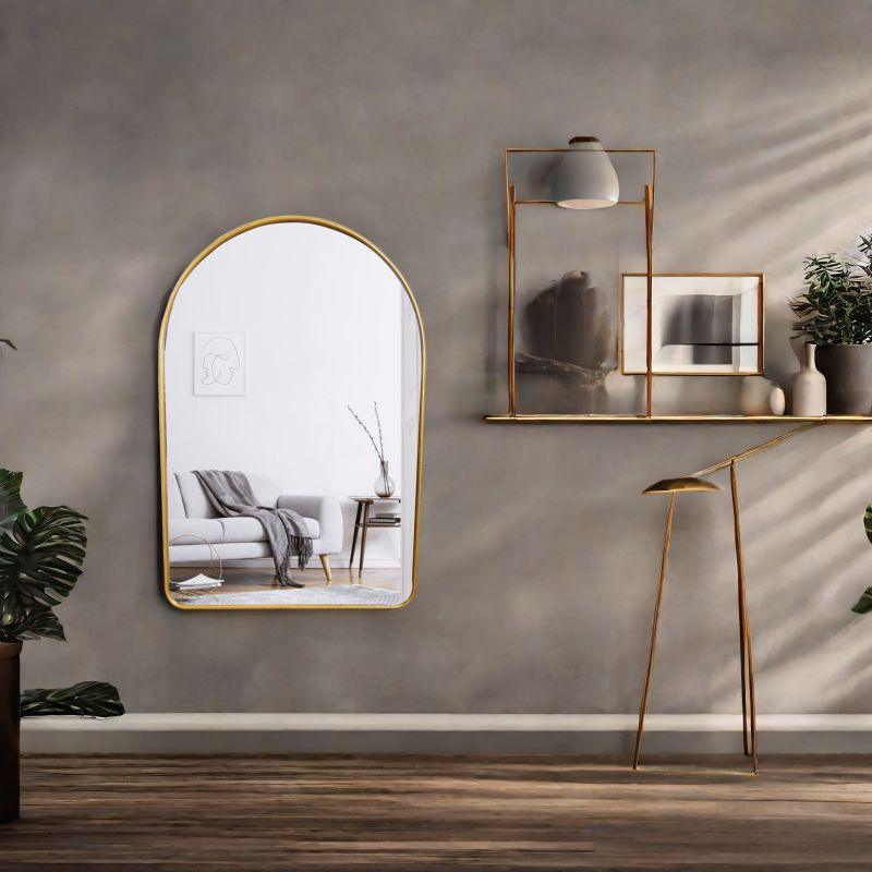 Arched wall mirror with iron frame - gold - 60x90x2.5 cm - By Family Ship - ALHOME