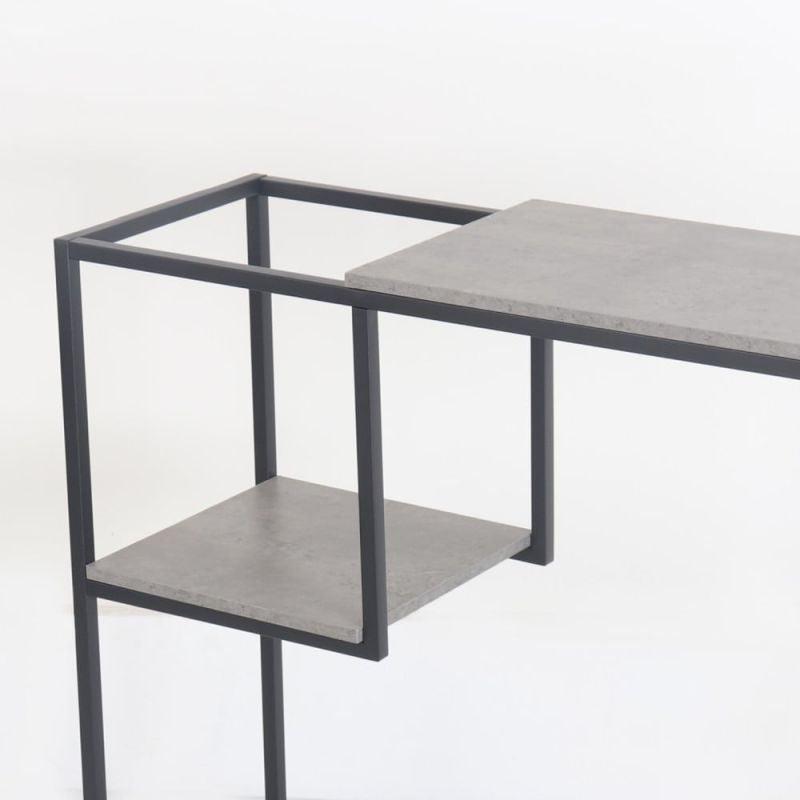 Metal Console With 2 Wooden Surfaces - Grey By Alhome - ALHOME