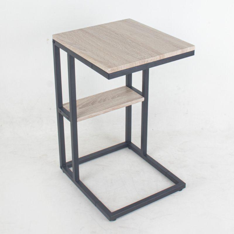 Single Service Table With Iron Bases And Beige Wooden Top By Alhome - ALHOME