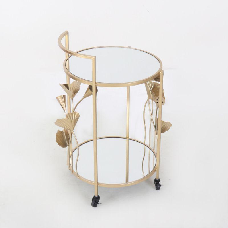 Metal Serving Cart With Metal + Glass Surfaces - Gold - By Alhome - ALHOME