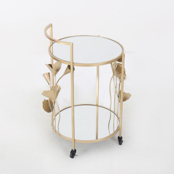 Metal Serving Cart With Metal + Glass Surfaces - Gold - By Alhome - ALHOME