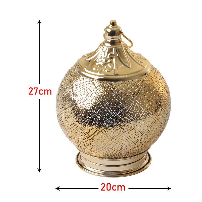 Steel Ramadan Lantern With Led Light With Sound - Gold - 27X20X20 Cm - By Family Ship - ALHOME