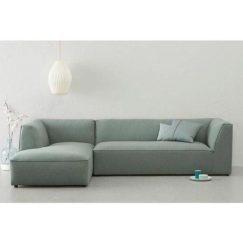 Unique Neon Green Linen L-Shaped Sofa - 90x250x170x45 cm - Swedish Wood By Alhome - ALHOME