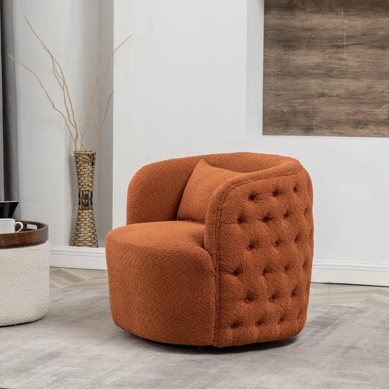 Rusted Orange Boucl√© Chair for Vibrant Relaxation By Alhome - ALHOME