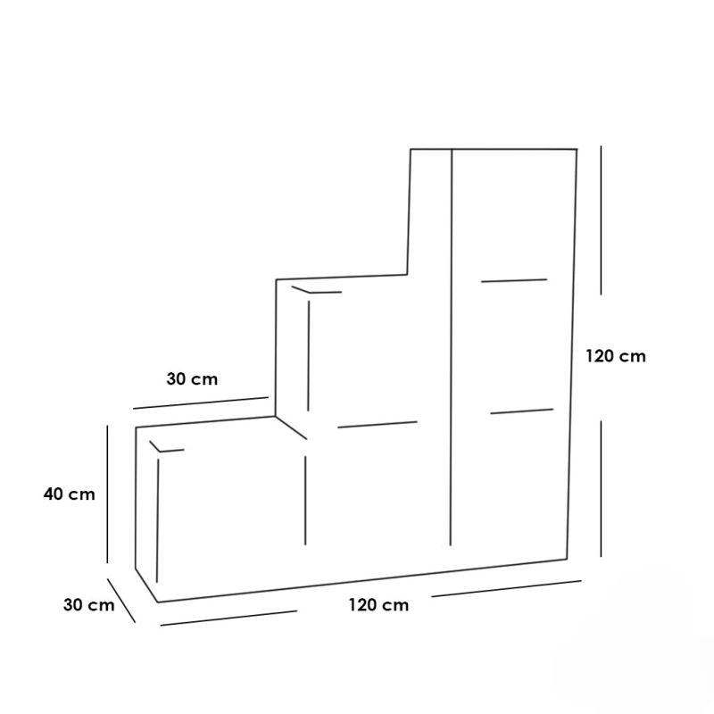 Shoe Cabinet With 3 Sections In A Graduated Design Made Of Premium Wood - Black And White - 40x30x120 cm - By Baity - ALHOME