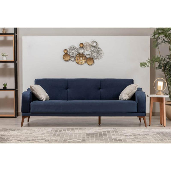 Elegance Unveiled: Dark Blue Velvet 3-Seater Sofa By Alhome - ALHOME