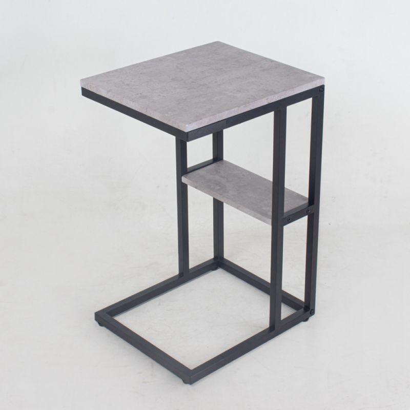 Single Service Table With Iron Bases And A Black And Gray Wooden Top By Alhome - ALHOME