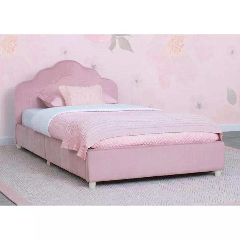 Kids' Pink Fabric Upholstered Wood Bed: Whimsical Charm, 120x200x140 cm by Alhome - ALHOME