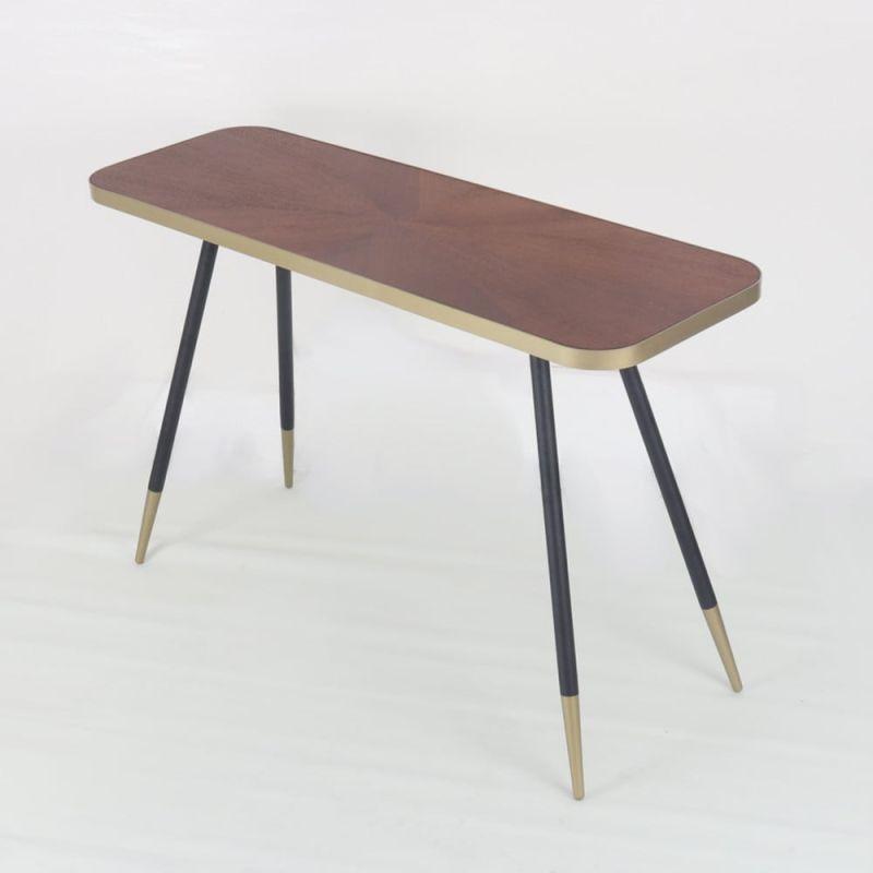 Wooden Console With Metal Base - Dark Brown By Alhome - ALHOME