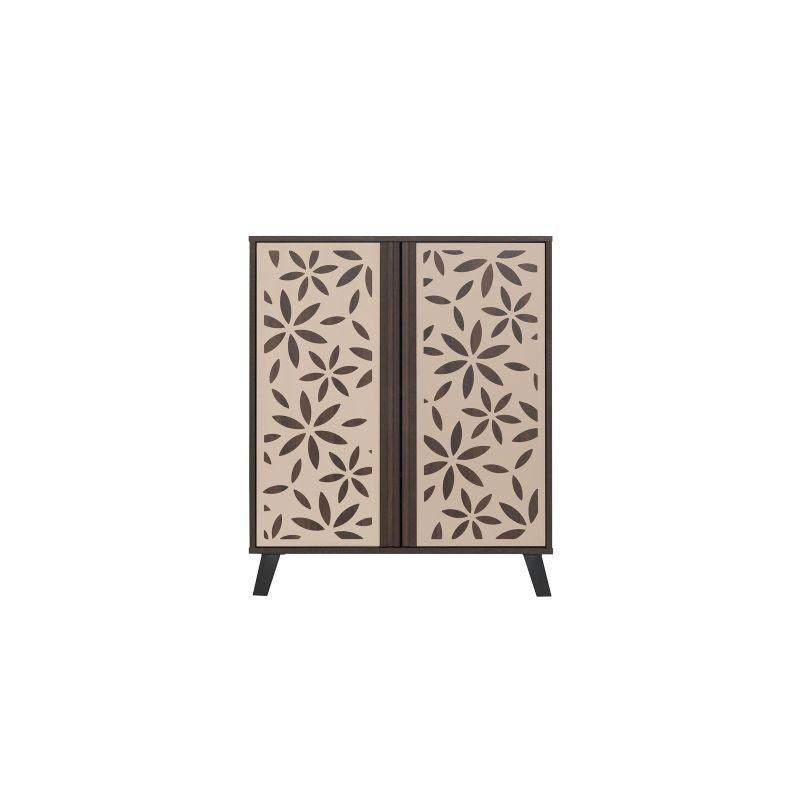 Shoe Organizing Cabinet With Two Doors - Brown And Cream - 80x35x96 cm - By Baity - ALHOME