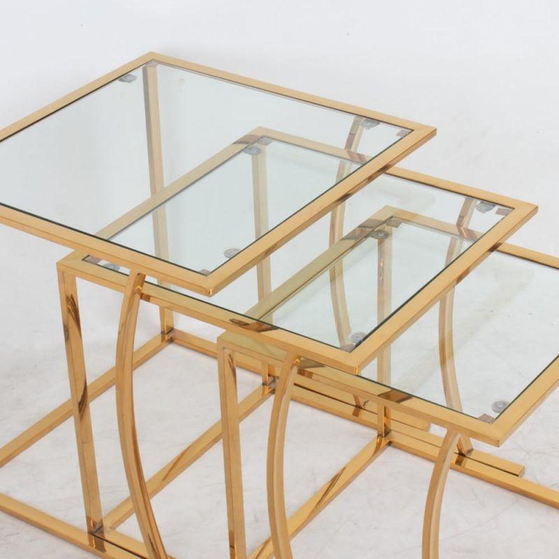 Set of Steel Service Tables In Golden Color By Alhome - ALHOME