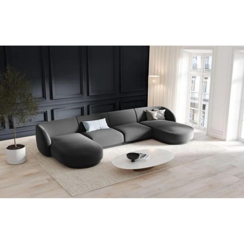 Modern Stylish Velvet U-Shape Sofa - 360x166x85x85 cm - By Alhome - ALHOME