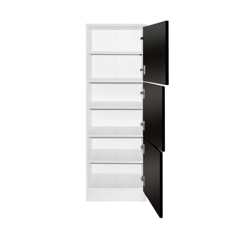 Shoe Cabinet With 3 Sections In A Graduated Design Made Of Premium Wood - Black And White - 40x30x120 cm - By Baity - ALHOME