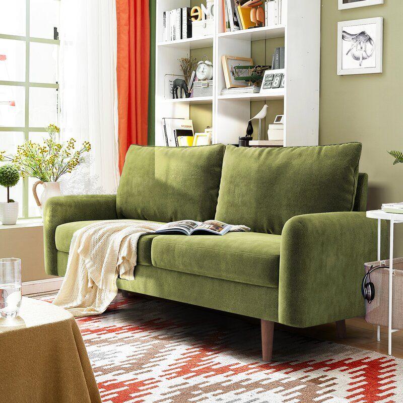 Modern Velvet 2 Seater Sofa - Green - 180x85x85 cm - By Alhome - ALHOME