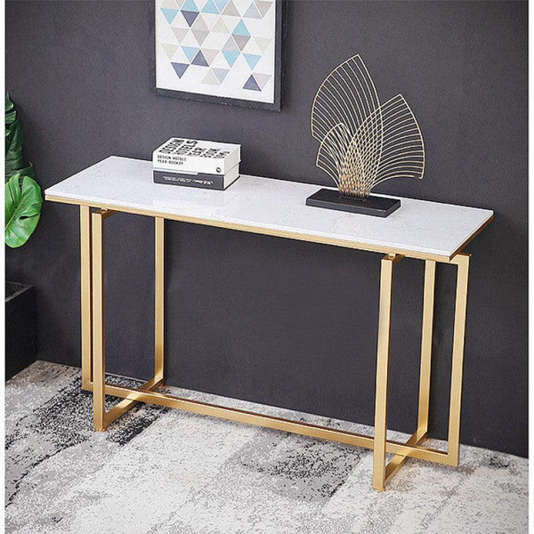 Sleek Iron Console with Marble Elegance By Alhome - ALHOME