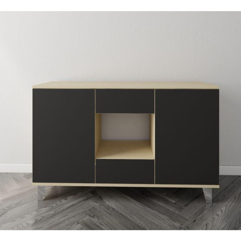 Black and Beige Coffee Corner with Two Doors and Two Sliding Drawers By Alhome - ALHOME