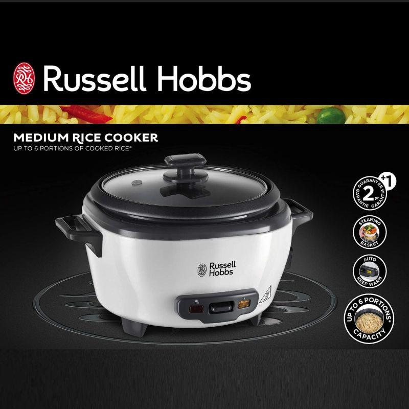 Russell Hobbs Medium Rice Cooker And Steamer - White - .com - Your Destination for Baby & Mother Needs in Saudi Arabia