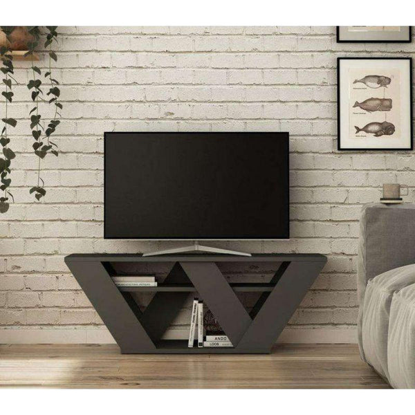 Black TV Unit With Sleek and Contemporary Entertainment Center By Alhome - ALHOME