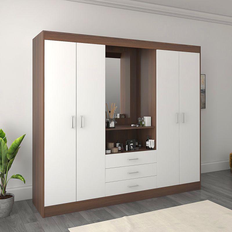 Elegant Wardrobe with White and Brown Dresser By Alhome - ALHOME