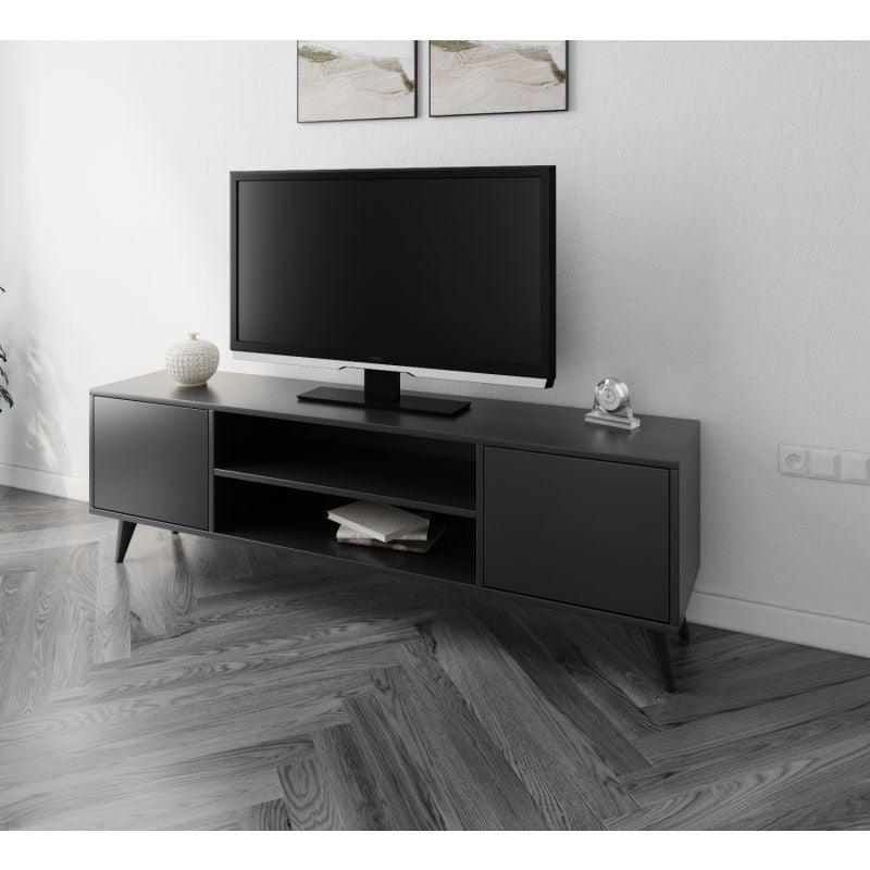 Two-Door TV Table with Black Shelf By Alhome - ALHOME