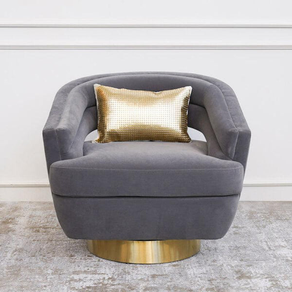 Velvet Accent Chair in Contemporary Gray By Alhome - ALHOME