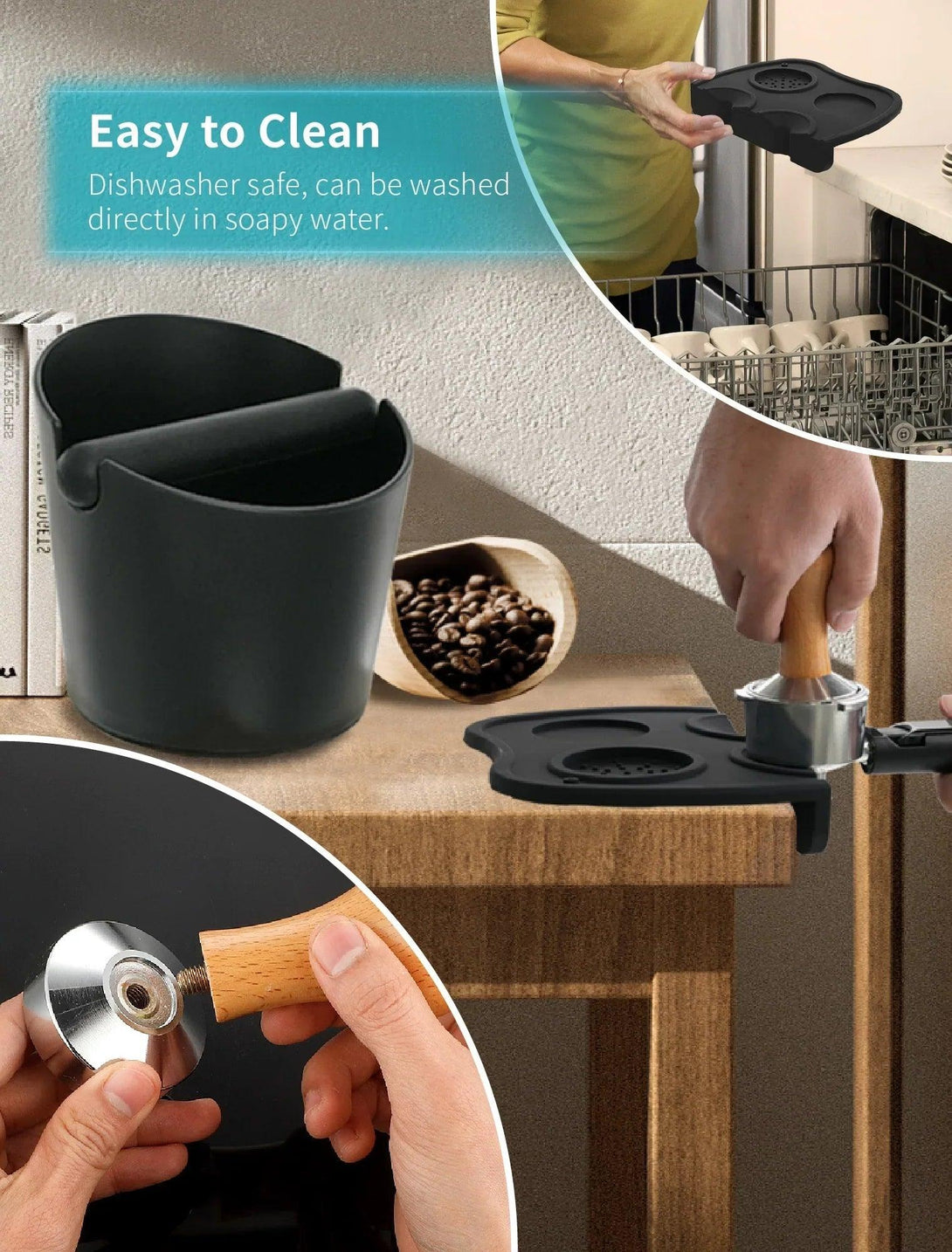 Gevi Espresso Machine Accessories - Knock Box for Espresso Coffee Grounds, Espresso Tamper and Mat, Food Safe Silicone Coffee Tamp - .com - Your Destination for Baby & Mother Needs in Saudi Arabia