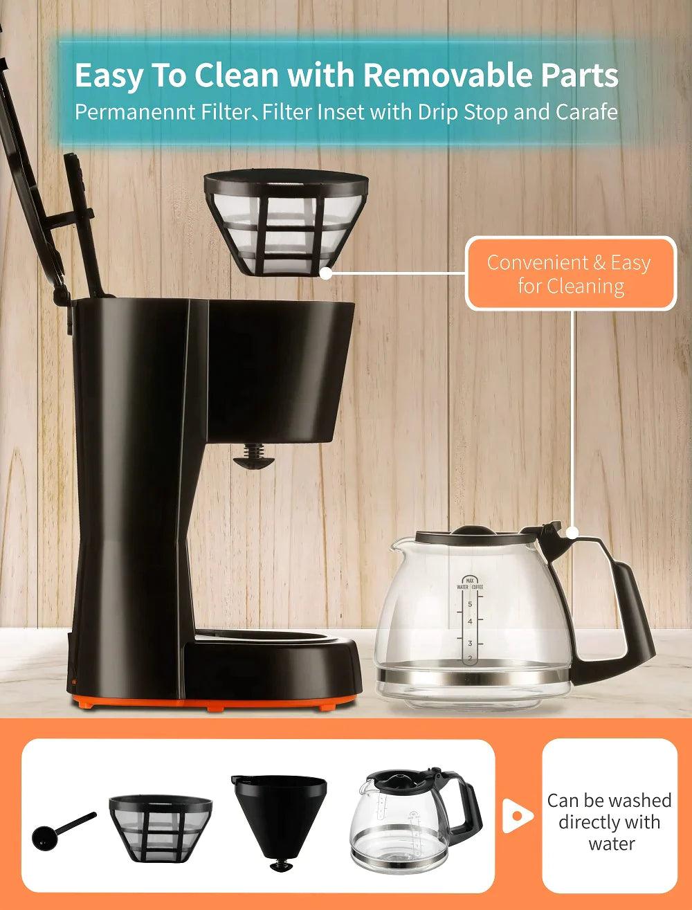 Gevi 5 Cups Small Coffee Maker, Compact Coffee Machine with Reusable Filter, Warming Plate and Coffee Pot for Home and Office - .com - Your Destination for Baby & Mother Needs in Saudi Arabia