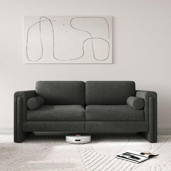 Contemporary Serenity: 3-Seater Boucl√© Sofa in Gray By Alhome - ALHOME