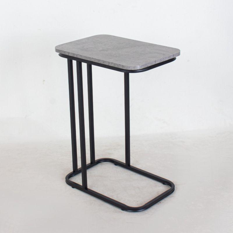 Wooden Single Service Table With Metal Base In Black And Grey By Alhome - ALHOME