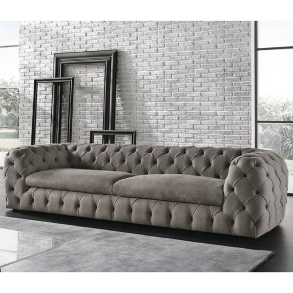 Indulge in Opulence: 3-Seater Velvet Sofa in Elegant Gray By Alhome - ALHOME