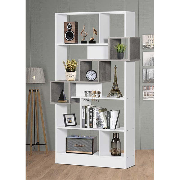 Open Design Office Shelving Unit - White And Gray - 90x30x160 cm - By Baity - ALHOME