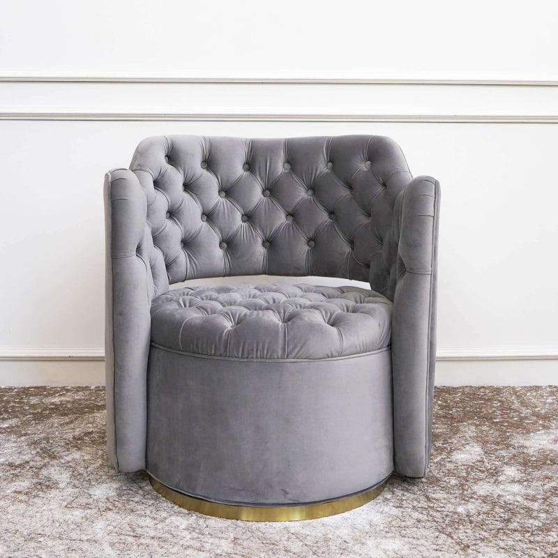 Velvet Lounge Chair in Subdued Gray By Alhome - 110111219 - ALHOME