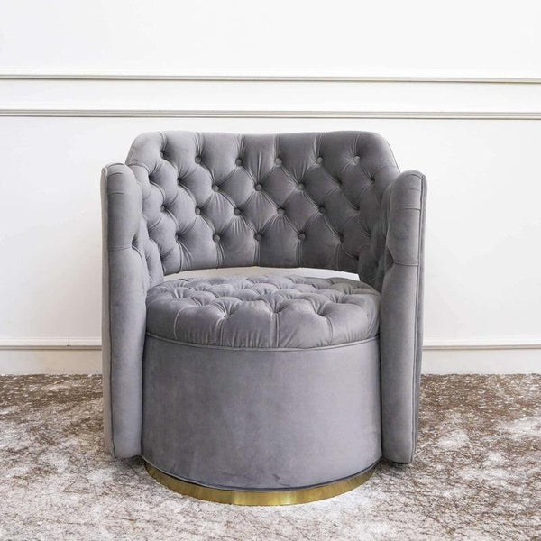 Velvet Lounge Chair in Subdued Gray By Alhome - 110111219 - ALHOME