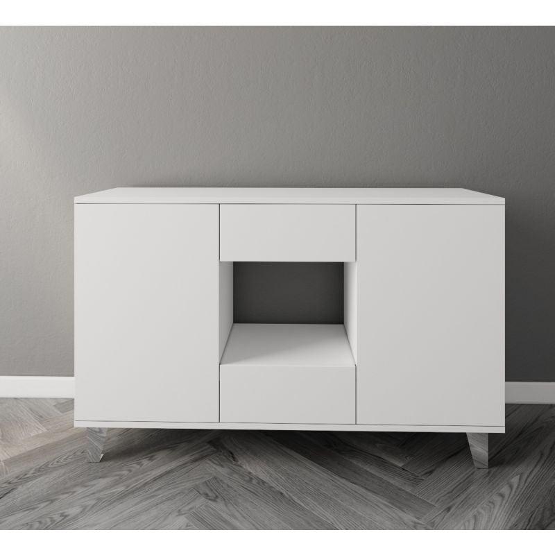 White Coffee Corner with Two Doors and Two Sliding Drawers By Alhome - ALHOME